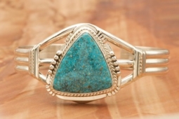 Genuine Kingman Turquoise Sterling Silver Native American  Bracelet